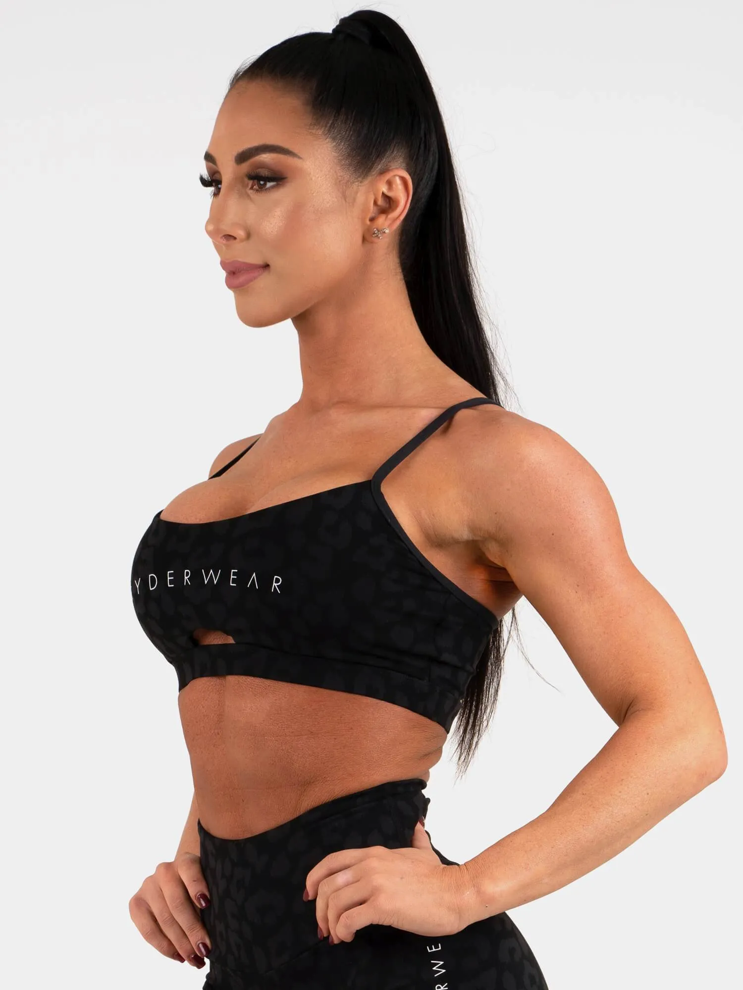 Cross Back Closure Sports bra alternative Animal Sports Bra - Leopard Black