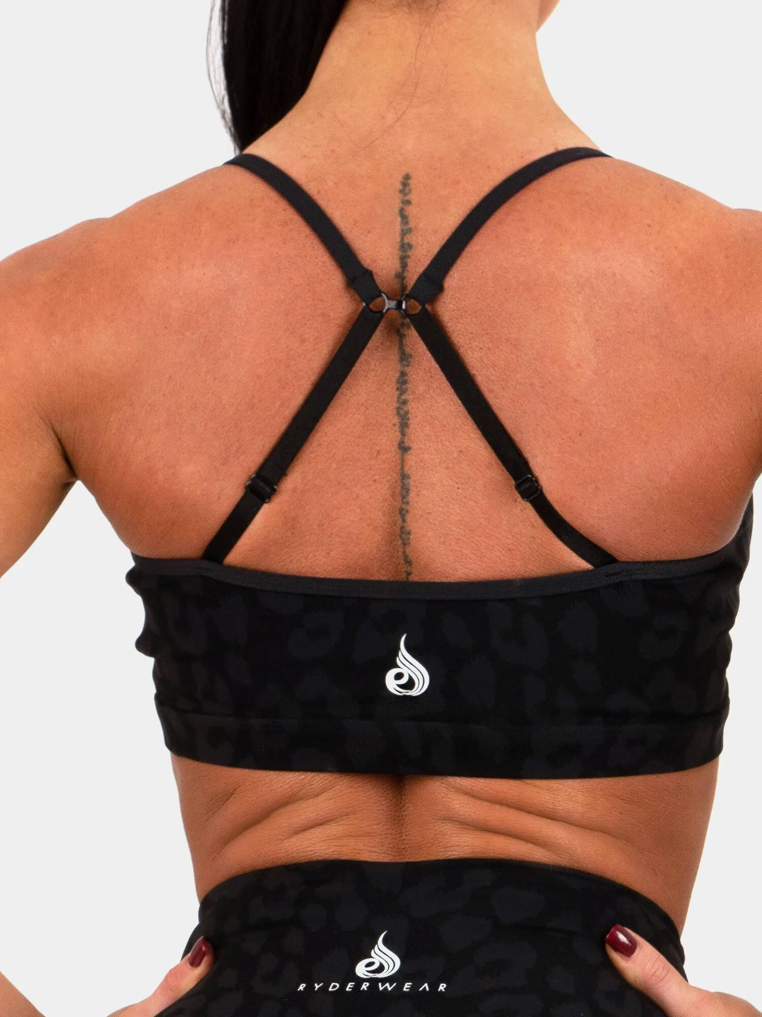 Elastic Fabric Animal Sports Bra - Leopard Black