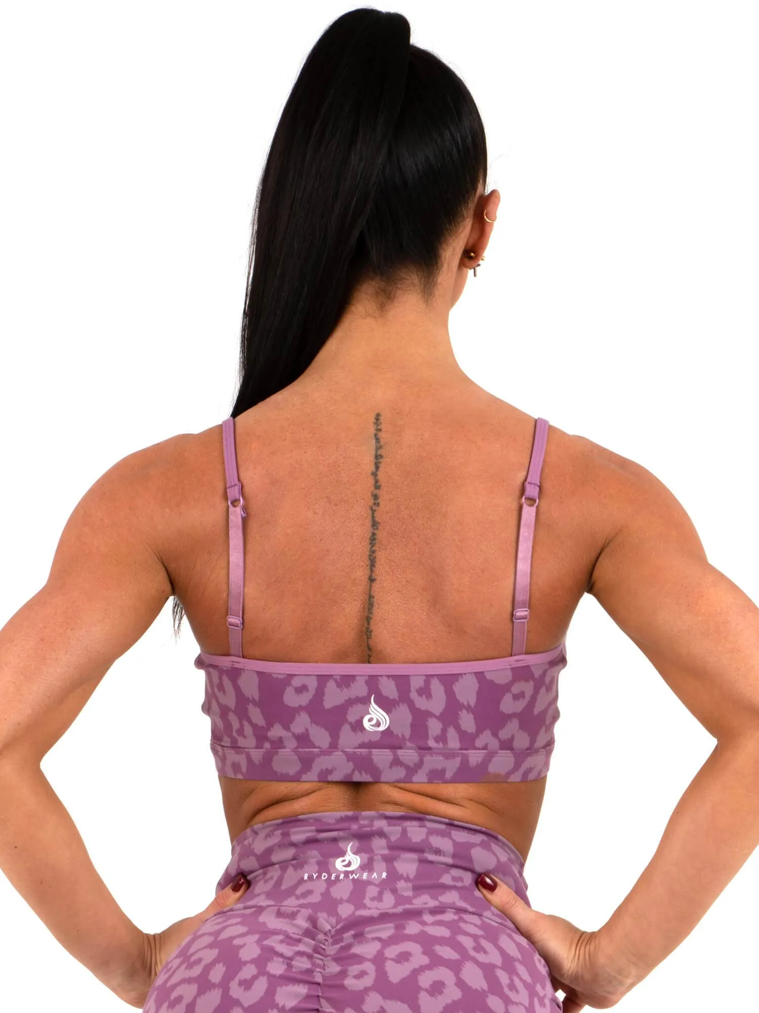 Animal Sports Bra - Leopard Purple Elastic seams Lightweight Feel