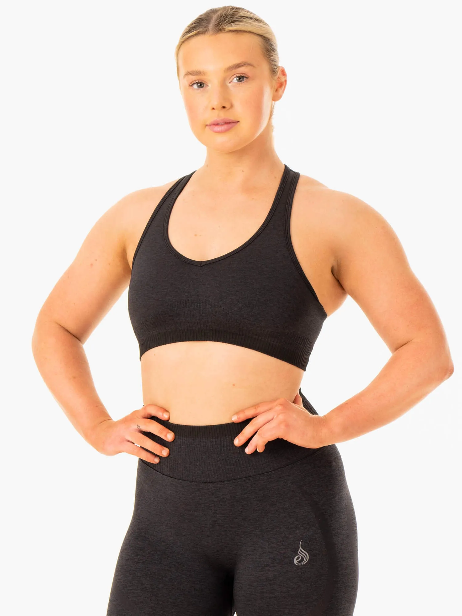 Excel Seamless Sports Bra - Black Marl Easy Comfort Tall size seams