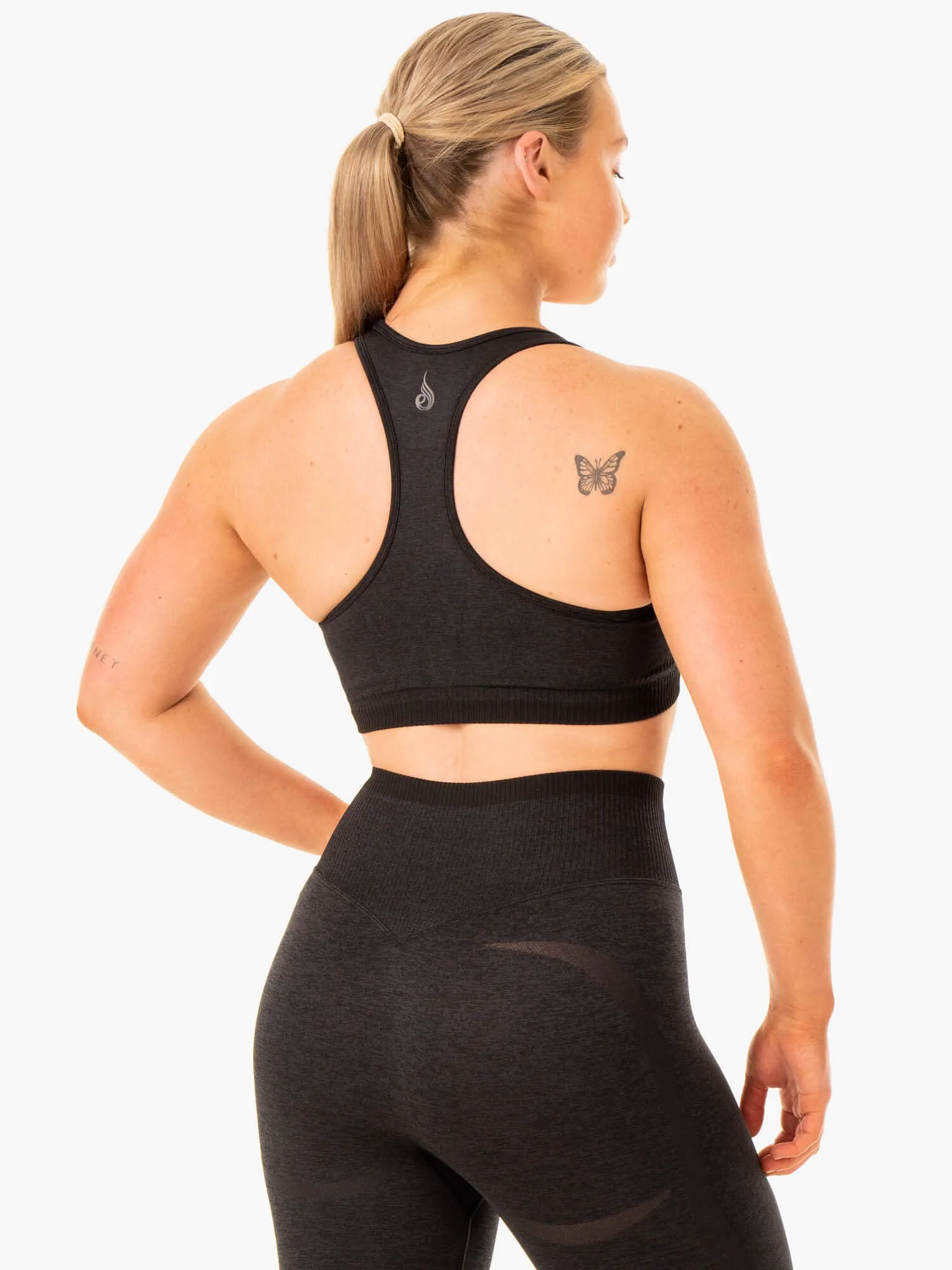 Excel Seamless Sports Bra - Black Marl Elastic seams