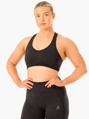 Excel Seamless Sports Bra - Black Marl Easy Comfort Tall size seams