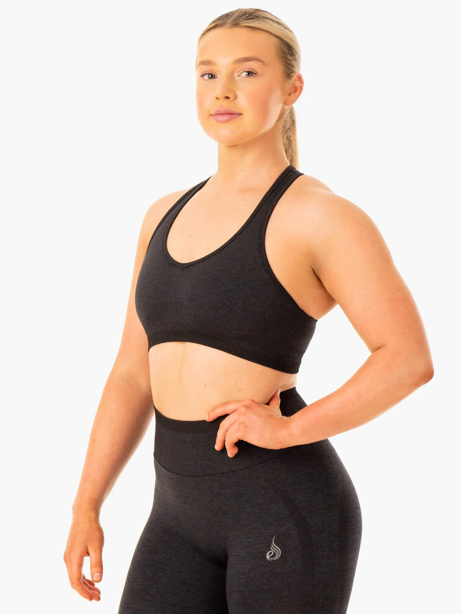 smooth material Excel Seamless Sports Bra - Black Marl