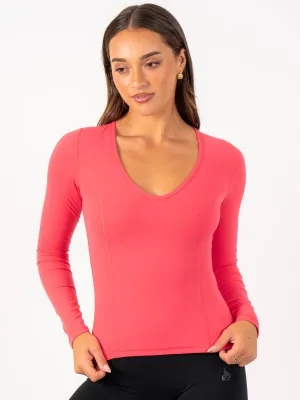 Warm Layer Anti Static Weave Technology NKD Align Long Sleeve Training Top - Watermelon