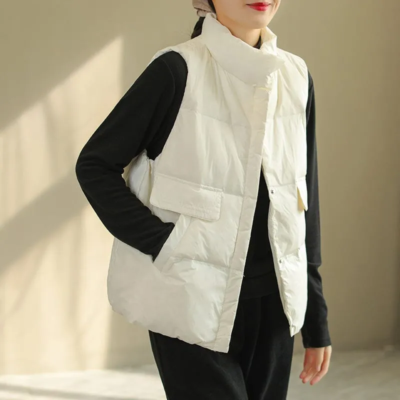 Women Solid Color Minimalist Winter Loose Down Vest original