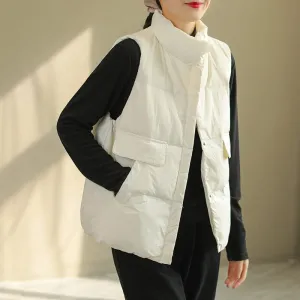 Women Solid Color Minimalist Winter Loose Down Vest original