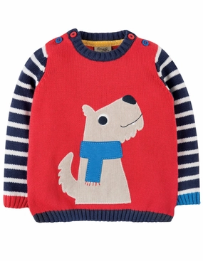 Frugi Baby Jack Knitted Jumper Tomato Dog Sweater Multipurpose Ruffled