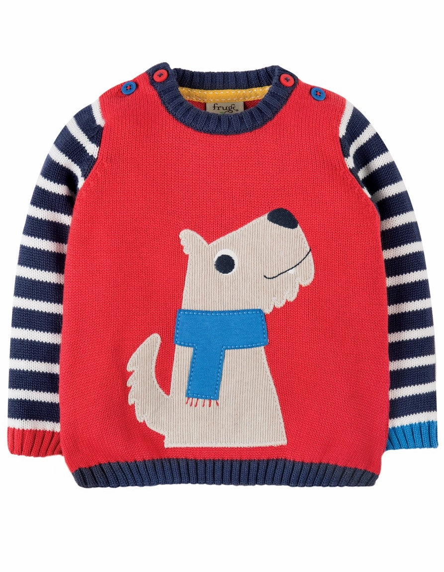 Frugi Baby Jack Knitted Jumper Tomato Dog Sweater Multipurpose Ruffled