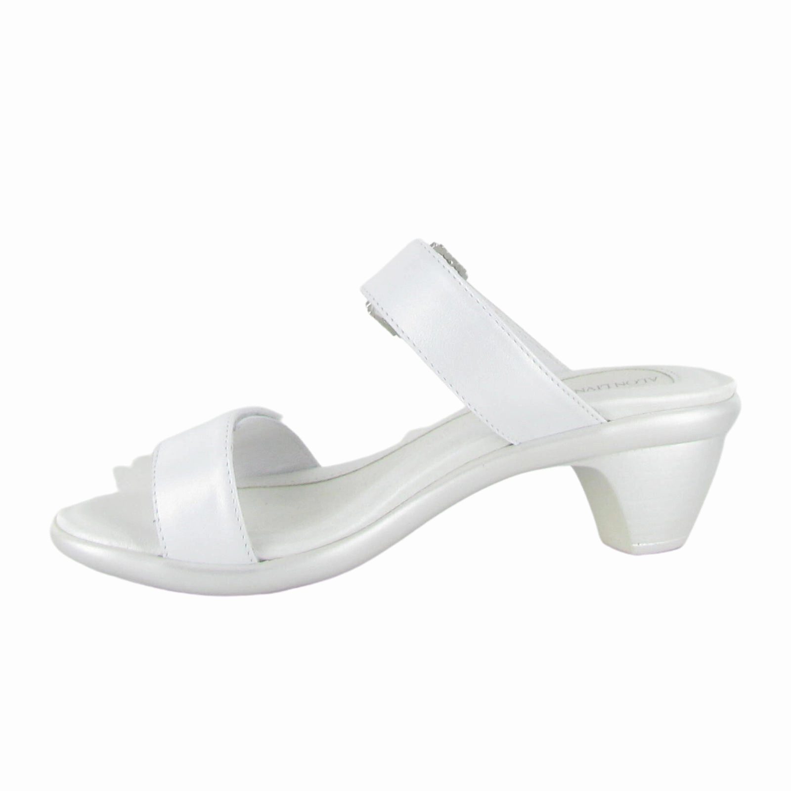 Naot Recent Heeled Slide Sandal (Women) - White Pearl Leather breathable vents Flexible Step