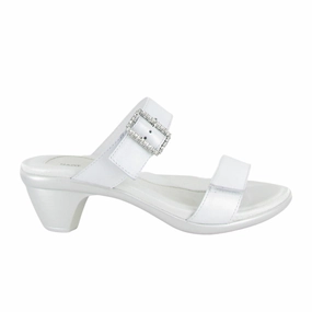 Naot Recent Heeled Slide Sandal (Women) - White Pearl Leather Comfort Fit Design