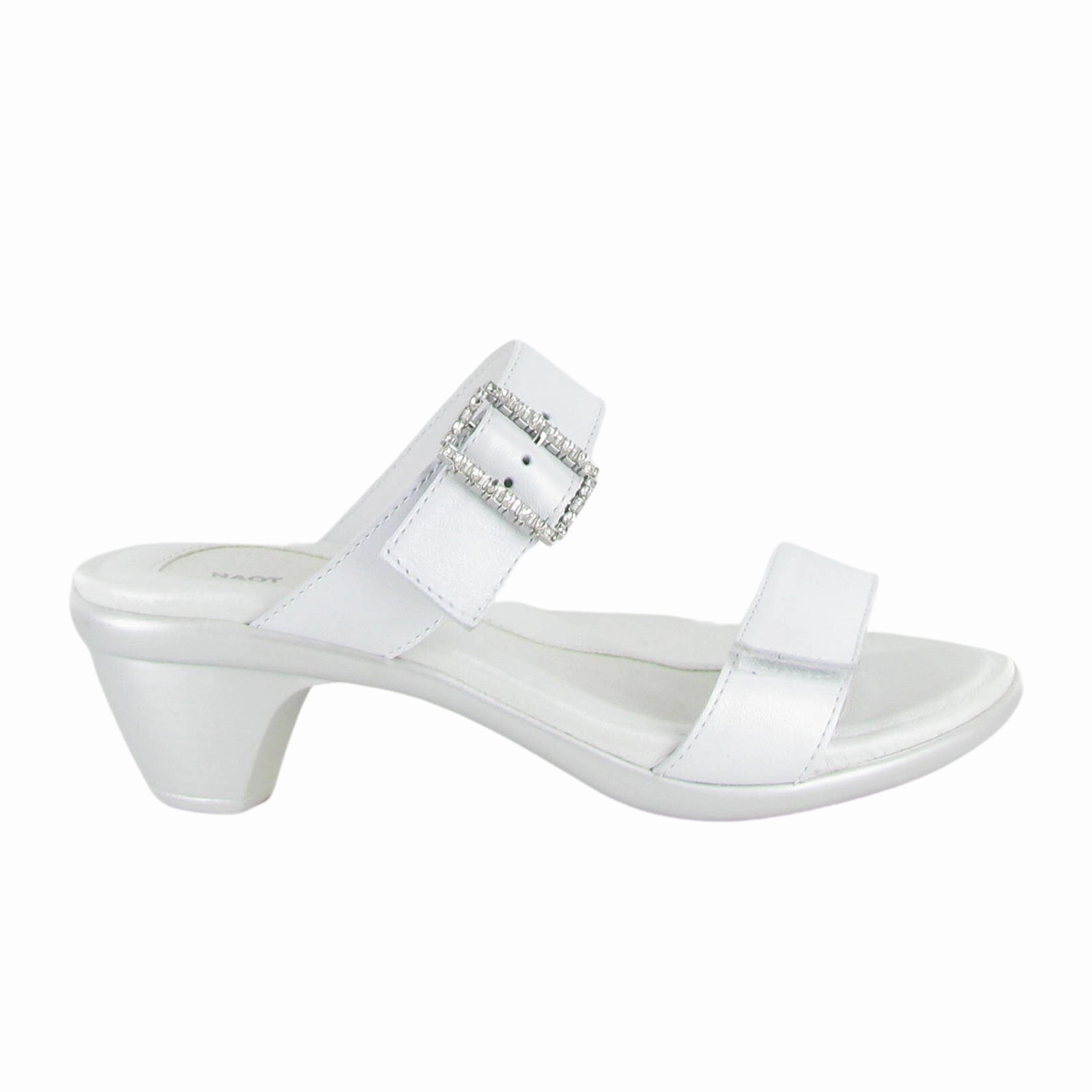 Naot Recent Heeled Slide Sandal (Women) - White Pearl Leather Comfort Fit Design