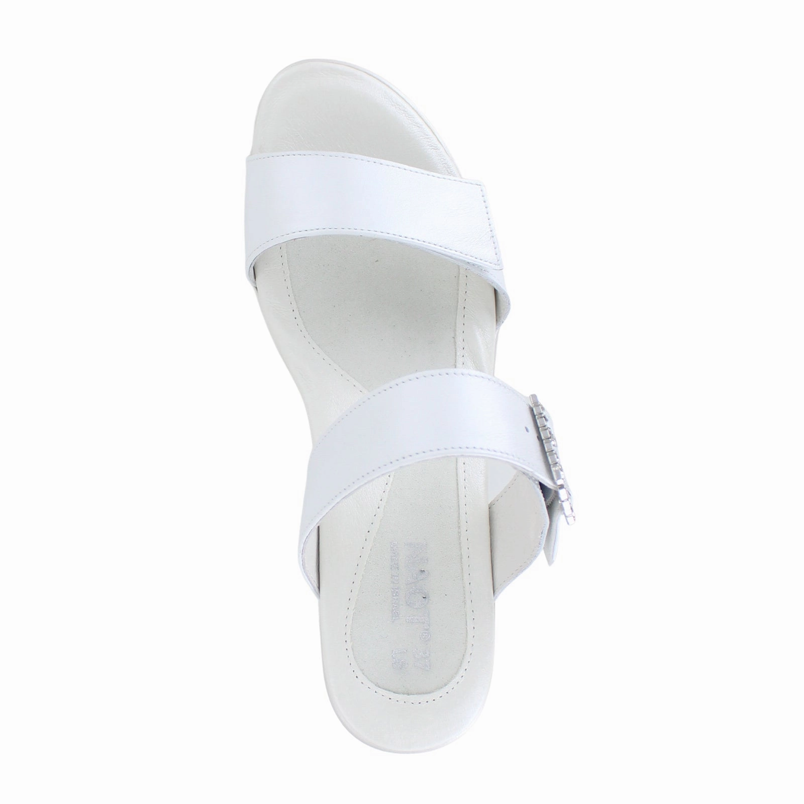 Naot Recent Heeled Slide Sandal (Women) - White Pearl Leather Comfortable Features