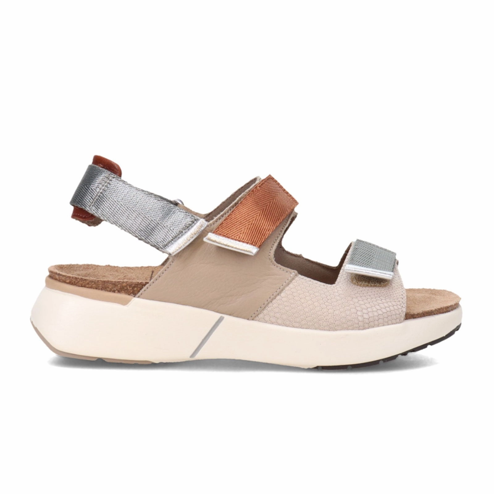 Naot Odyssey Active Sandal (Women) - Beige Lizard/Soft Beige/Soft Chestnut/Soft Silver Chill Shoes Relaxed Footwear