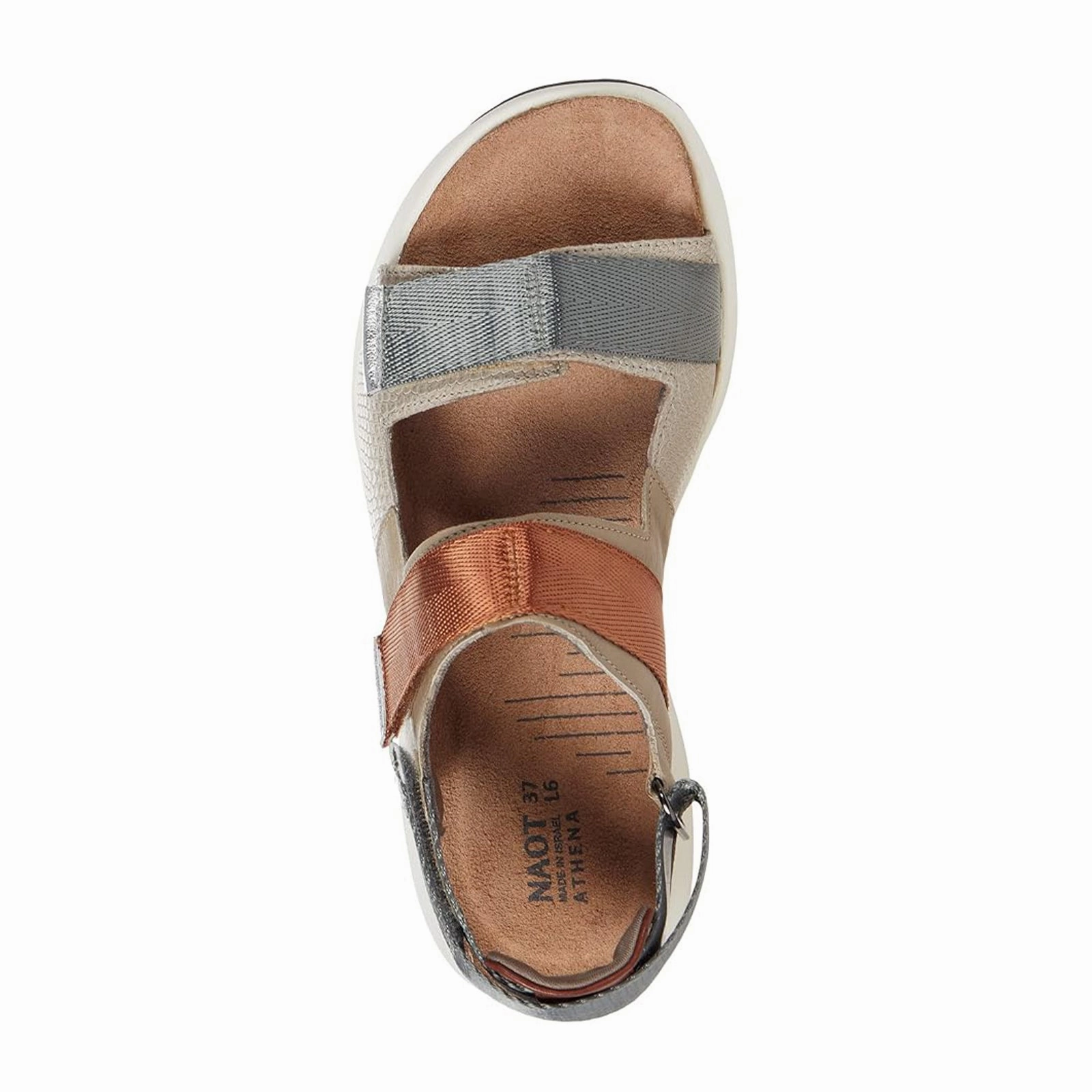PaddedCollar Naot Odyssey Active Sandal (Women) - Beige Lizard/Soft Beige/Soft Chestnut/Soft Silver