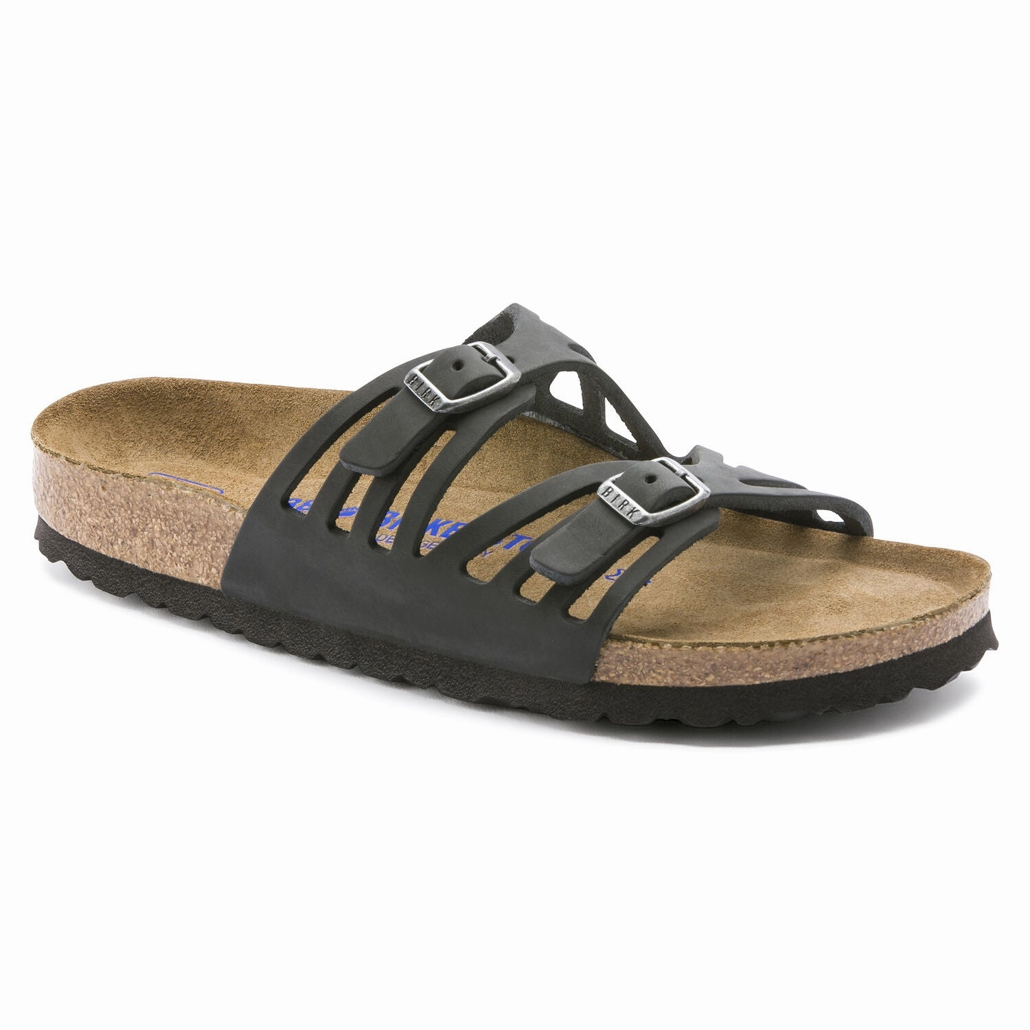 Rocker sole geometry Reinforced Heel Support Birkenstock Granada Soft Footbed Black