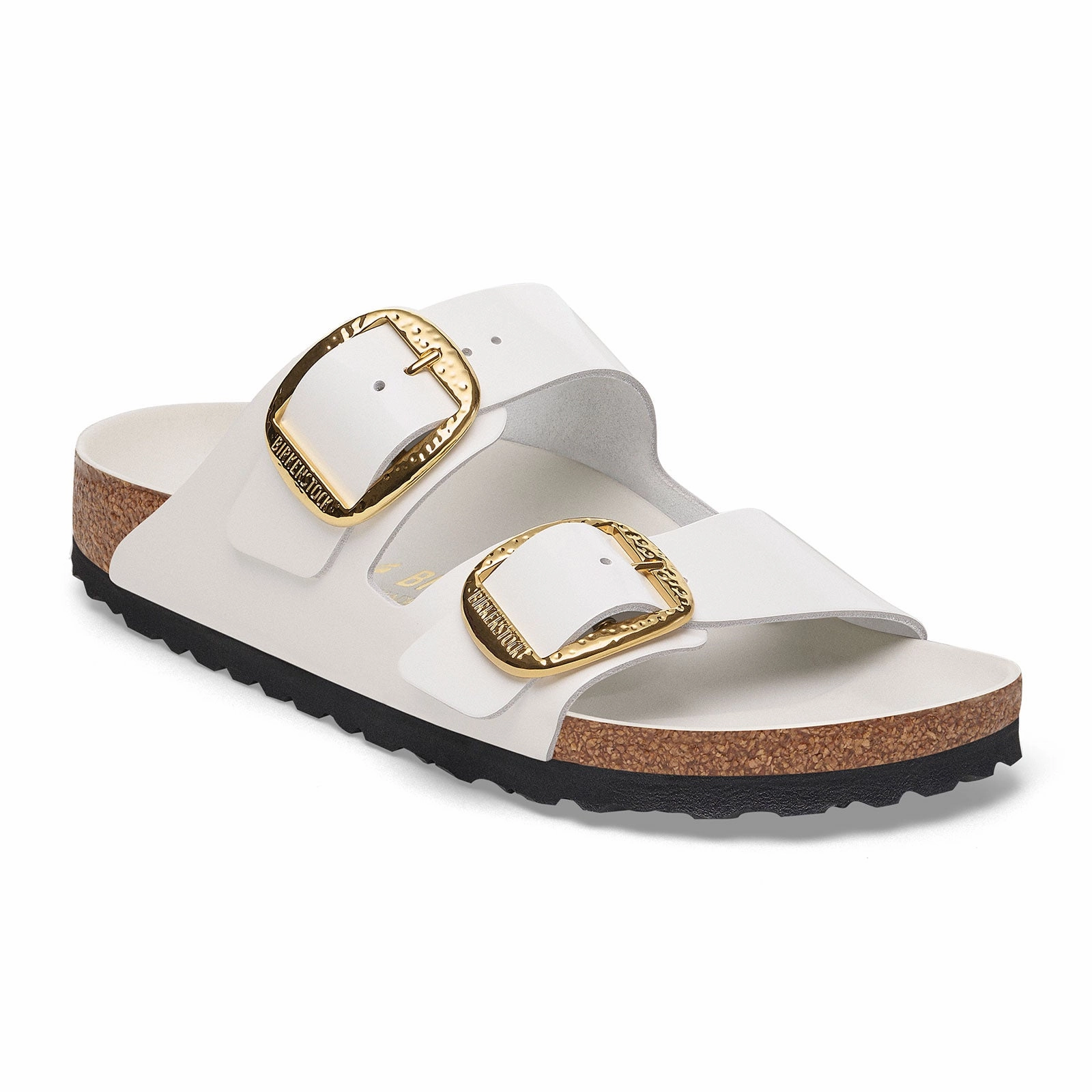Breathable mesh Birkenstock Arizona Hammered Big Buckle Narrow Slide Sandal (Women) - High Shine Antique White Leather