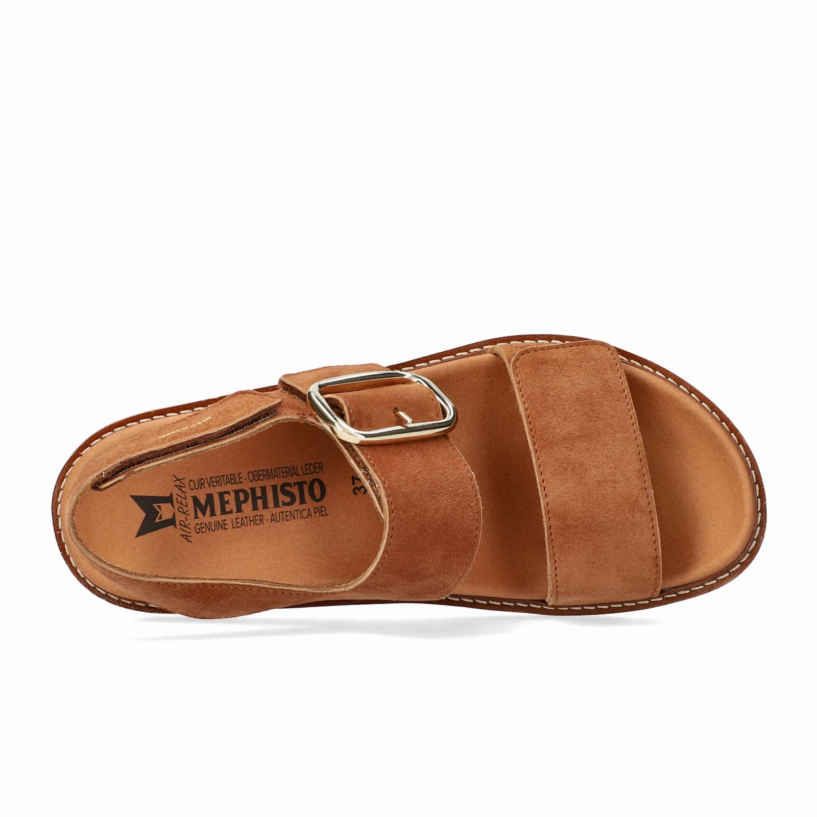 Mephisto Belona Backstrap Sandal (Women) - Hazelnut Velcalf Shock Resistance