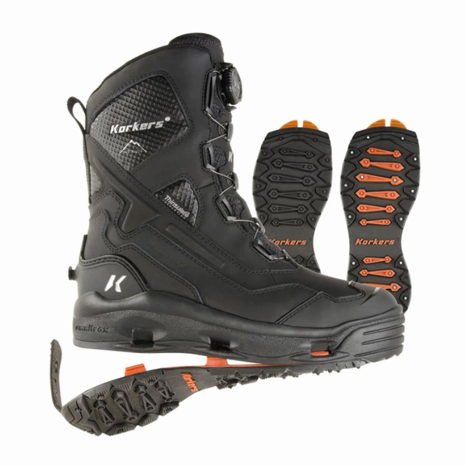 Korkers Polar Vortex 600G Insulated Waterproof Boot with SnowTrac Sole (Men) - Black Neutral Tones