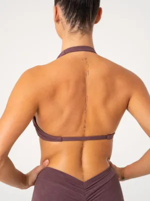 Adjustable support NKD Stonewash Halter Sports Bra - Chocolate Stonewash