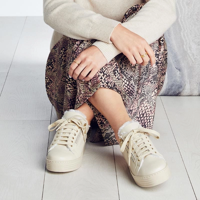 Honey: Cream Leather & Shearling Urban Ready All Day Wear