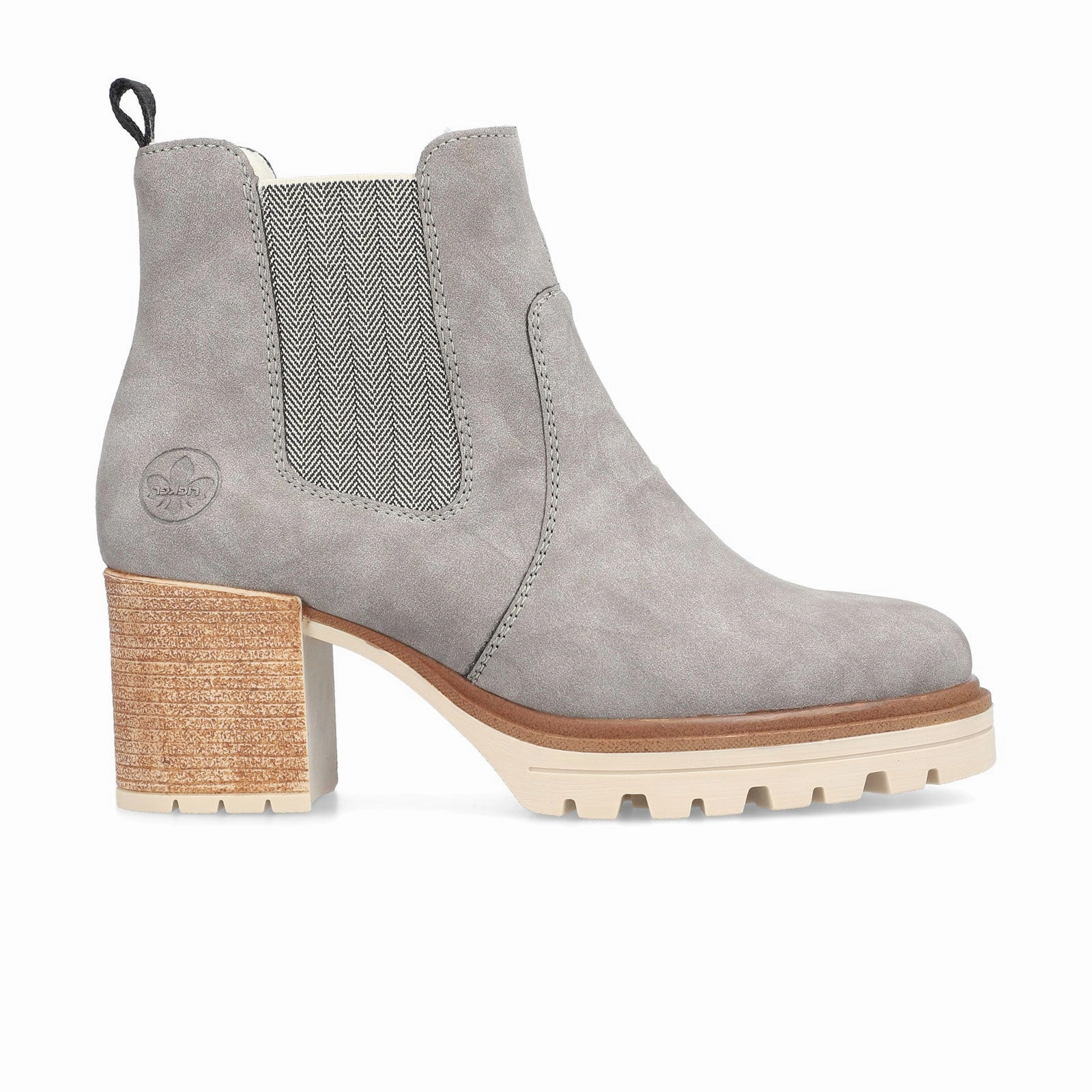 Korean Cool Rieker Sandra Y9071-40 Heeled Chelsea Boot (Women) - Grey/Leinen