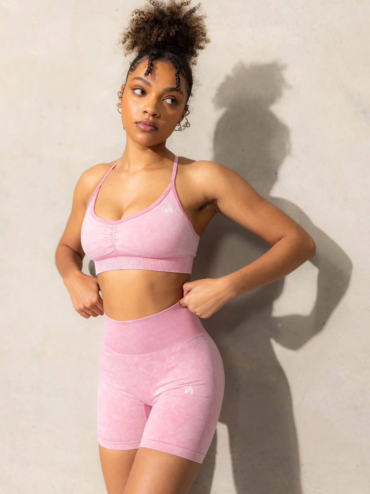 Stonewash Scrunch Seamless Shorts - Pink Stonewash souvenir choice