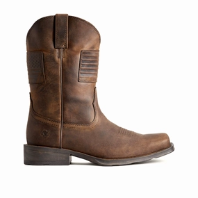 Safe Path Ariat Rambler Patriot Western Boot (Men) - Distressed Brown