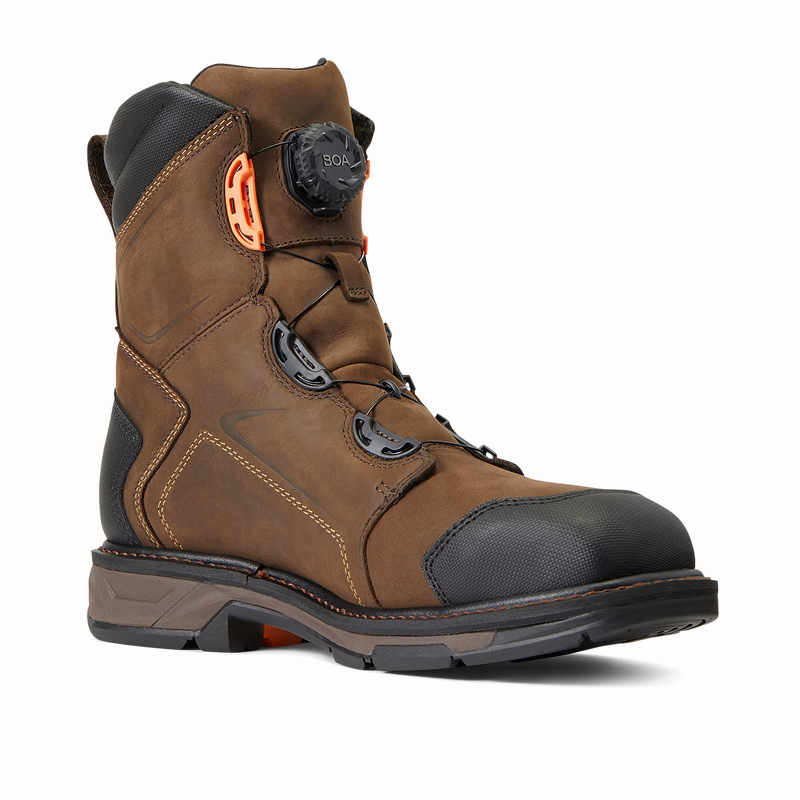 Ariat Workhog XT 8" BOA Waterproof Carbon Toe Western Work Boot (Men) - Chocolate Brown Comfortable Casual Fit
