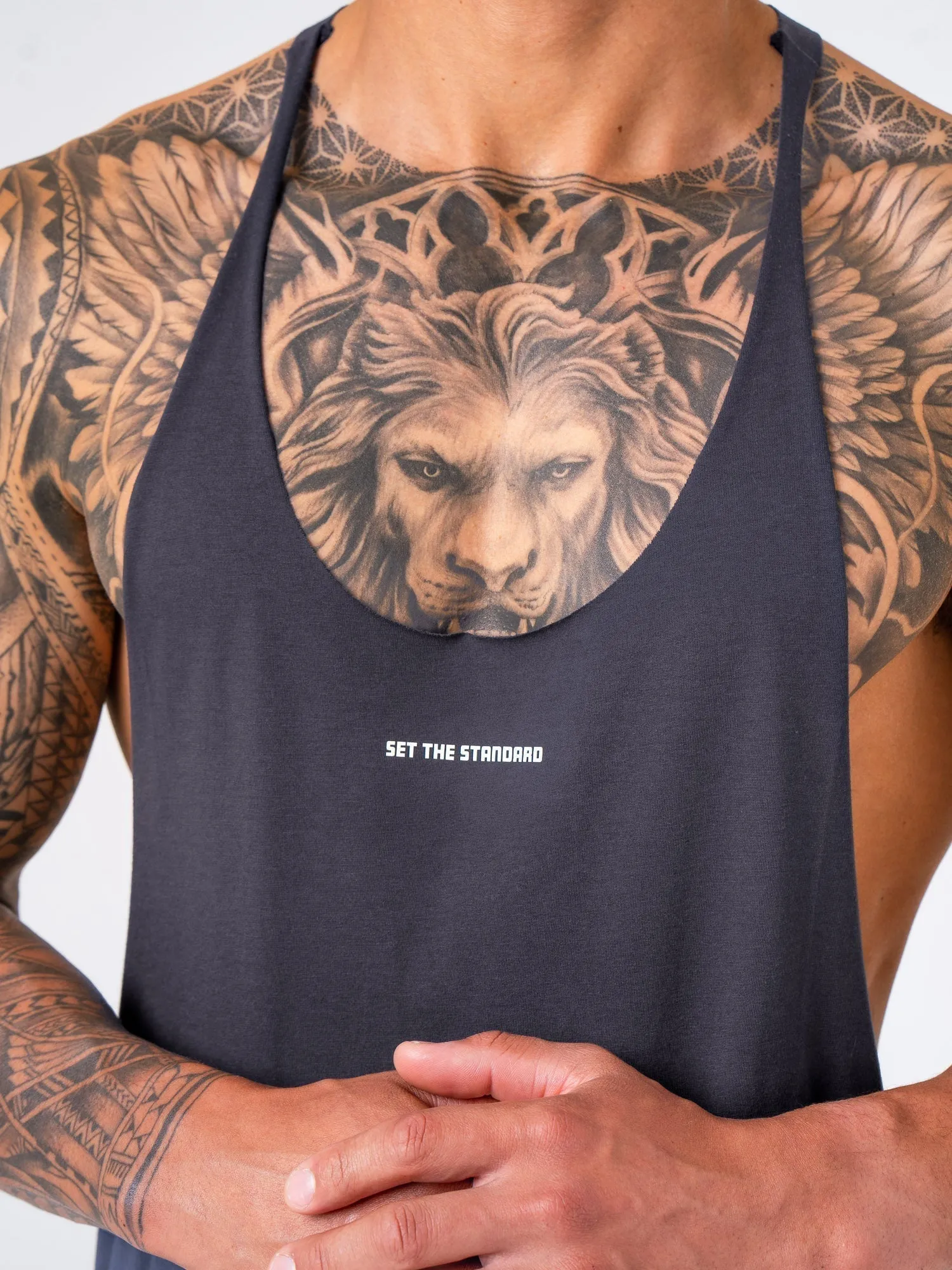 Drop Shoulder Arnie T-Back - Charcoal