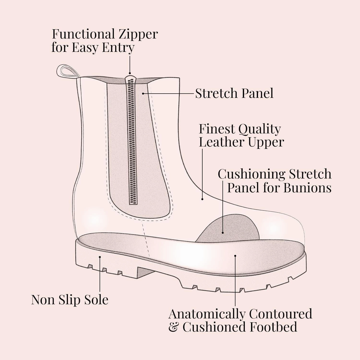 Stella: Tan Suede Low Profile All Day Wear Non-Slip Grip