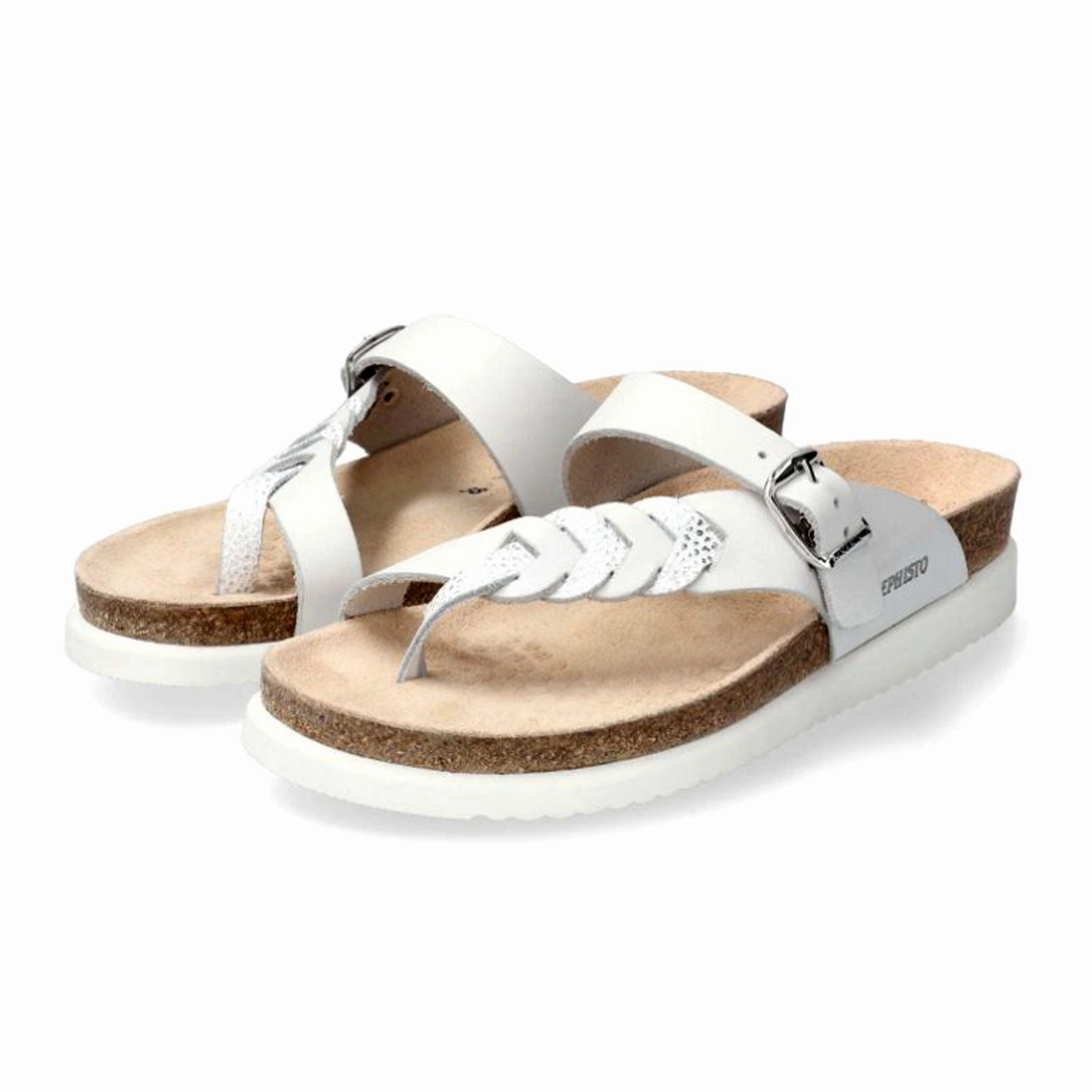 Mephisto Heleonore Sandal (Women) - White Scratch Leather/Silver Everyday Footwear