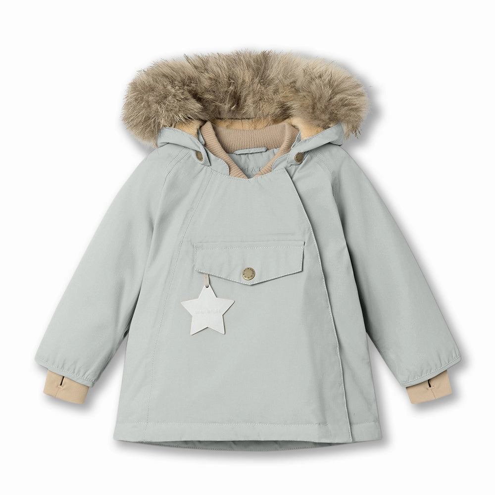 >MINI A TURE Kids WANG Winter Jacket w/ Fur Hat - Puritan grey Warm
