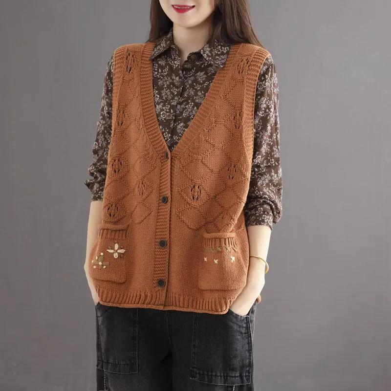 Autumn Retro Hollow Loose Cotton Knitted Vest Condition