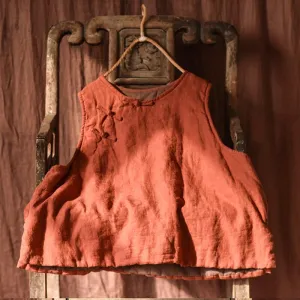 Water Resistant Fabric Autumn Winter Retro Padded Cotton Linen Vest