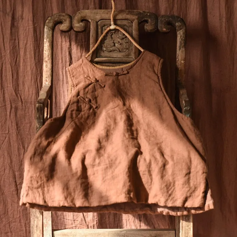 Durable Cordura Reinforcement environment Autumn Winter Retro Padded Cotton Linen Vest