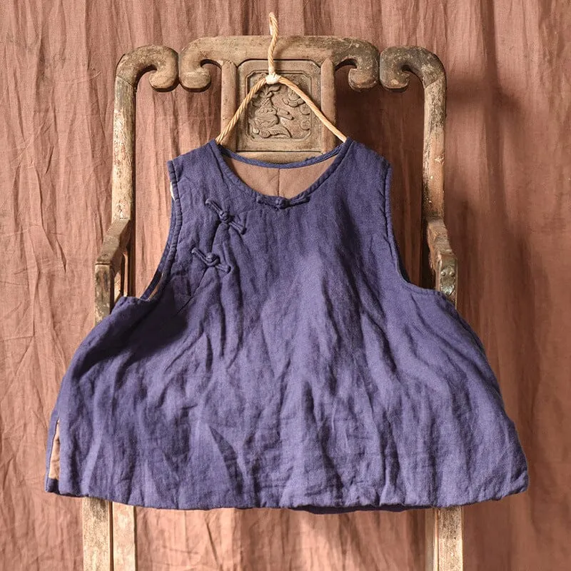 Autumn Winter Retro Padded Cotton Linen Vest Event