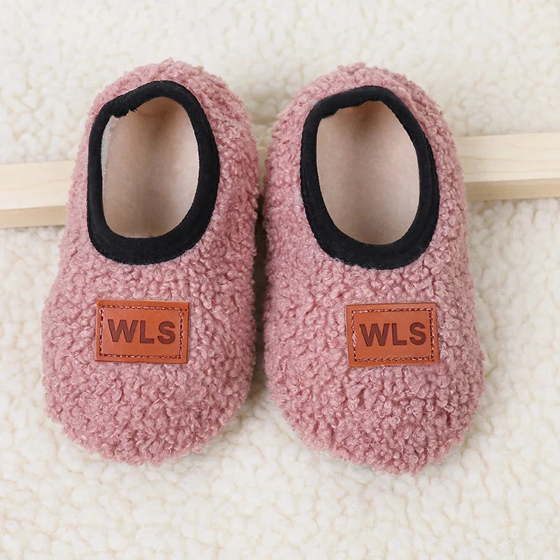 Moisture Management Layer Short Autumn Winter Baby Slippers Toddler Plush Floor Sock Shoes Boy Girl Children Soft Anti-slip Walking Shoes Indoor Home Kids Shoes