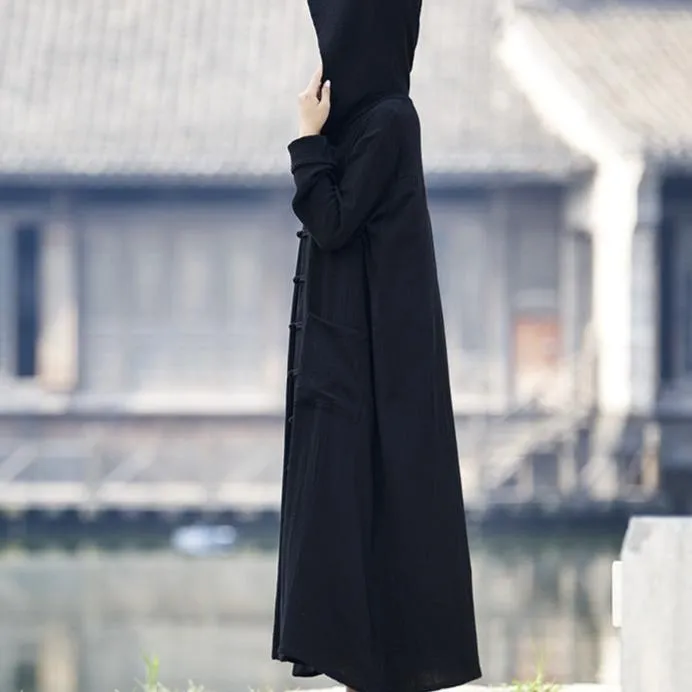 Fast Dry Babakud Autumn Cotton Linen Retro Loose Cardigan Hooded Coat