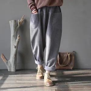 Non Tapered Leg Durable Construction BABAKUD Cotton Corduroy Radish Pants Women Casual Harlan Pants