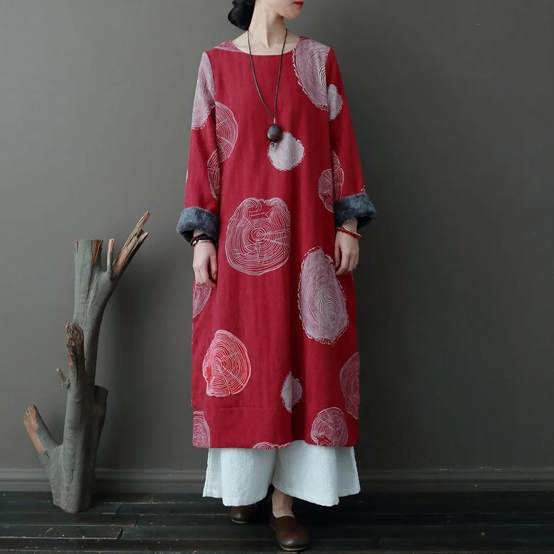 Babakud Ethnic Style Warmth Jacquard Fleece Dresses Effortless Comfort Gift-Worthy