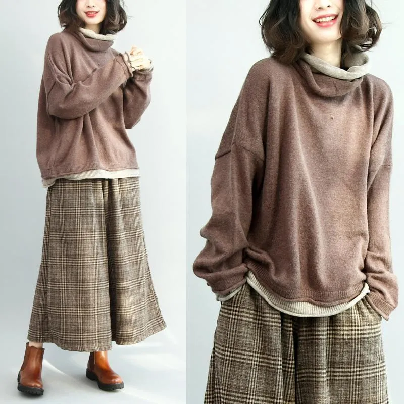 Babakud Faux Two-Piece Comfortable Loose Sweaters Classic Crewneck Design ReflectiveTrimDetails