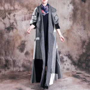 doctors Babakud Women Autumn Casual Plaid Maxi Coat