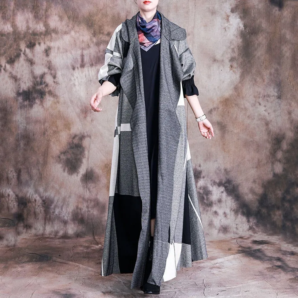 doctors Babakud Women Autumn Casual Plaid Maxi Coat