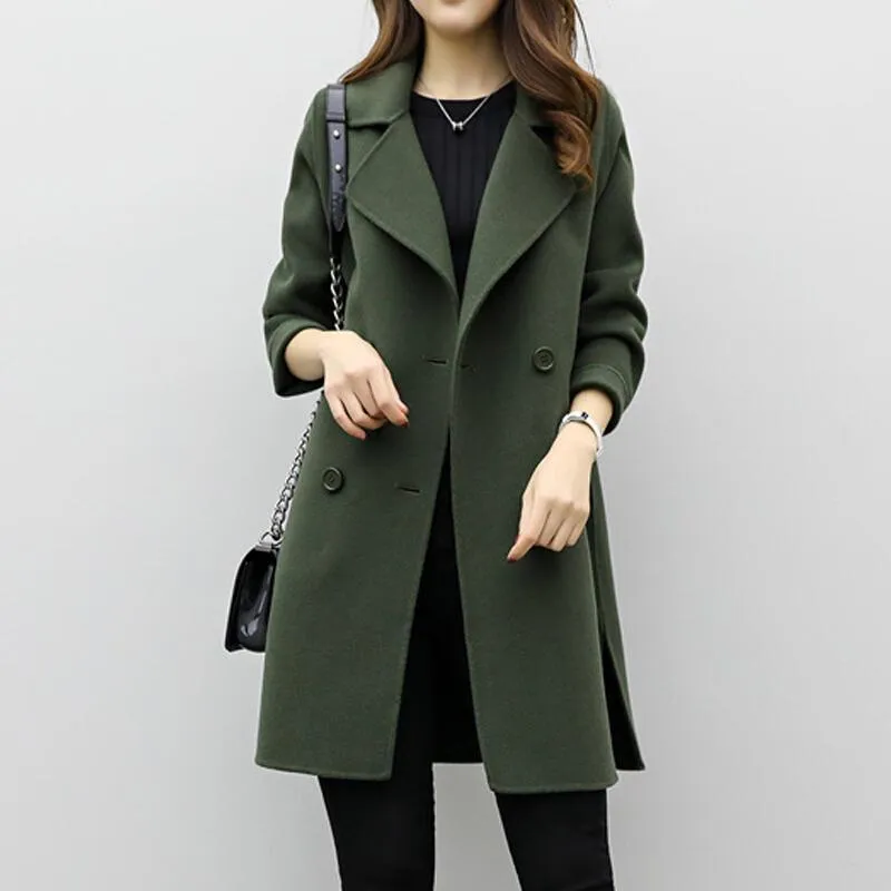 Fashion Finish birthday celebration Babakud Women Autumn Plus Size Solid Colors Causal Woolen Coat