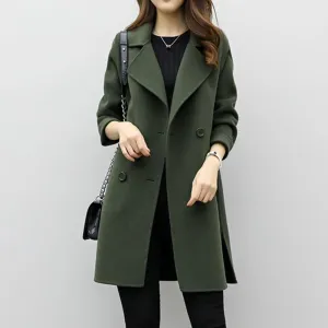 Babakud Women Autumn Plus Size Solid Colors Causal Woolen Coat Fresh Look
