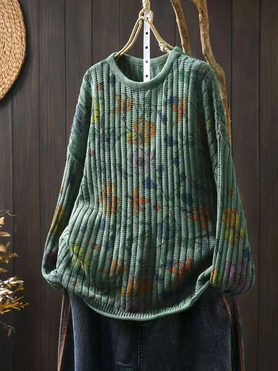 Babakud Women Autumn Round Neck Cotton Knitted Sweater Flex Fit Chilly Day Outfit