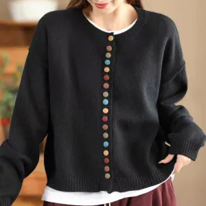 Babakud Women Autumn Wool Cotton Knitted Colorful Button Sweater Classic Knit Design Active Style