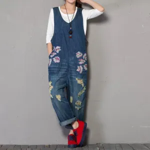 Babakud Women Summer Denim Loose Sleeveless Jumpsuit Charming Urban