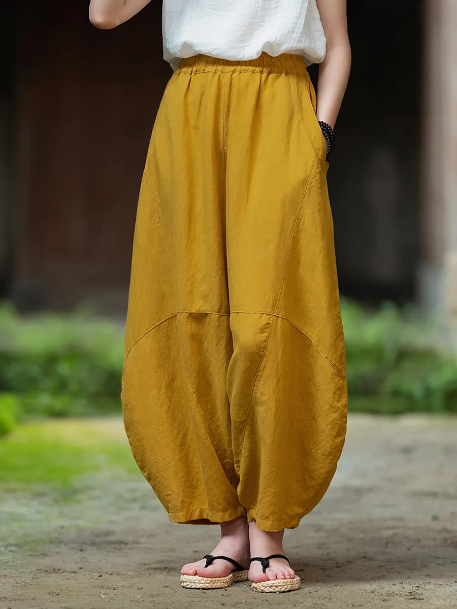 Babakud Women Summer New Vintage Stylish Casual Lattern Pants No Bunching Non Slip Waist Grip