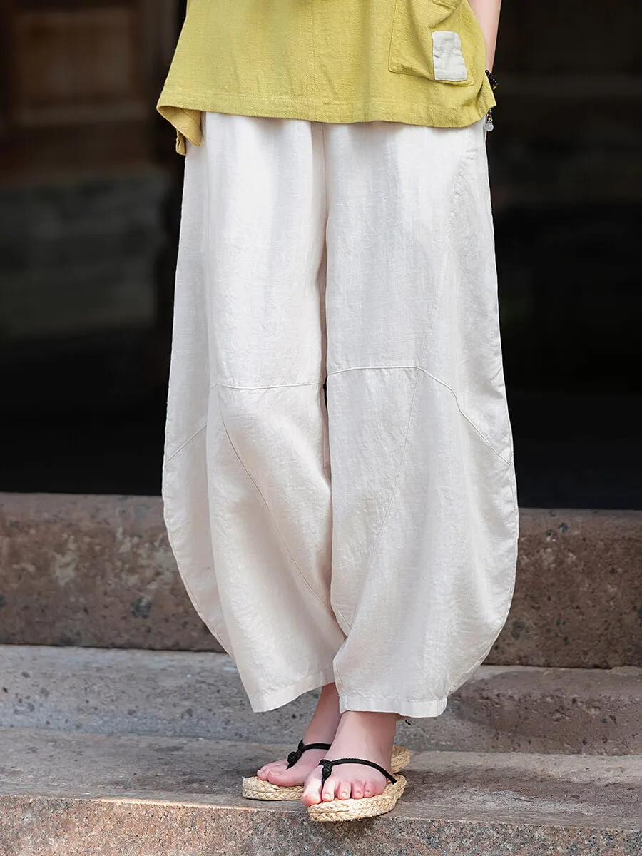 Babakud Women Summer New Vintage Stylish Casual Lattern Pants Cozy Waist